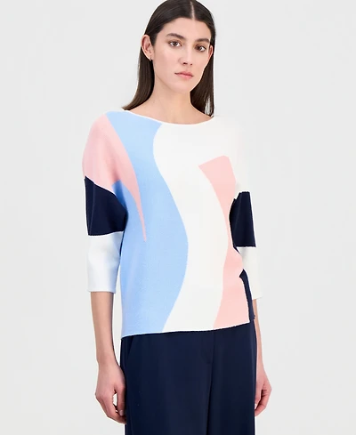 T Tahari Women's Dolman-Sleeve Boat-Neck Sweater