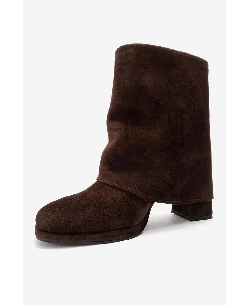 Forever & Always Shoes Women's Lore Leather Block Heel Boot