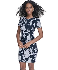 Calvin Klein Petite Tulip-Sleeve Jewel Neck Sheath Dress