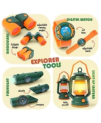 Clara Clark 17 Piece Kids Camping Play Set - with Pop Up Tent, Campfire and Camping Toys - for Indoor and Outdoor Pretend Play