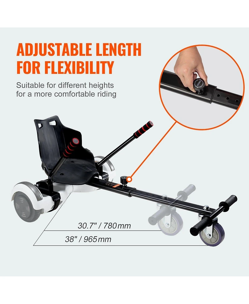 Mecale Hoverboard Seat Attachment Compatible with 6.5" 8" 8.5" 10" Boards, Adjustable Frame, Grips Control, 220 lb Capacity for Ki