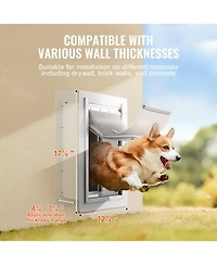 Cozito Metal Frame Wall-Entry Pet Door with 3-Flap System, Medium, White