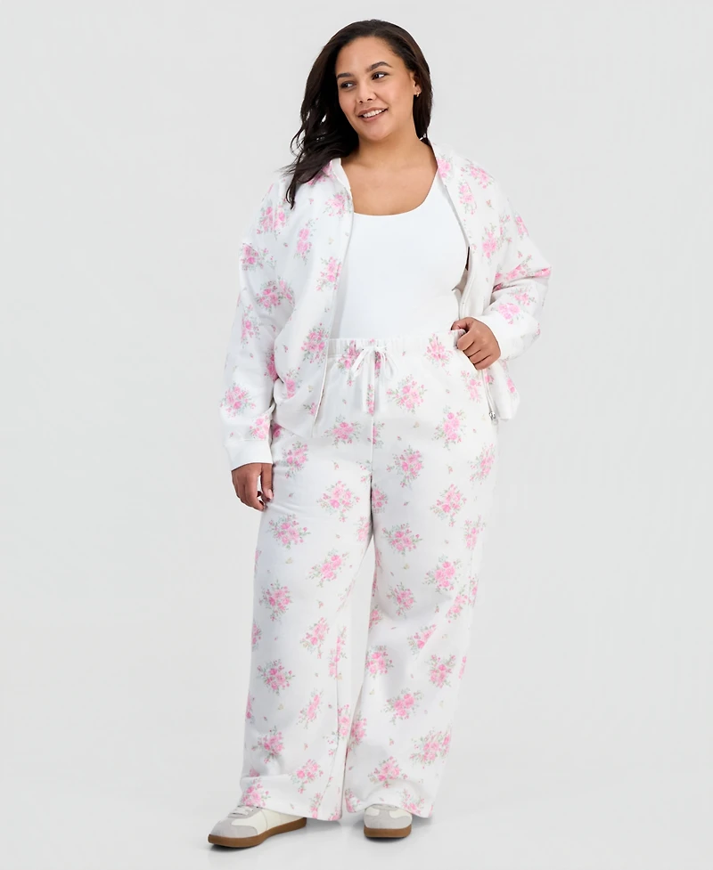 Planet Gold Trendy Plus Printed Zip-Front Hoodie