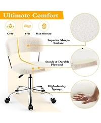 Ecooso Computer Desk Chair Adjustable Sherpa Office Chair Swivel Vanity Chair