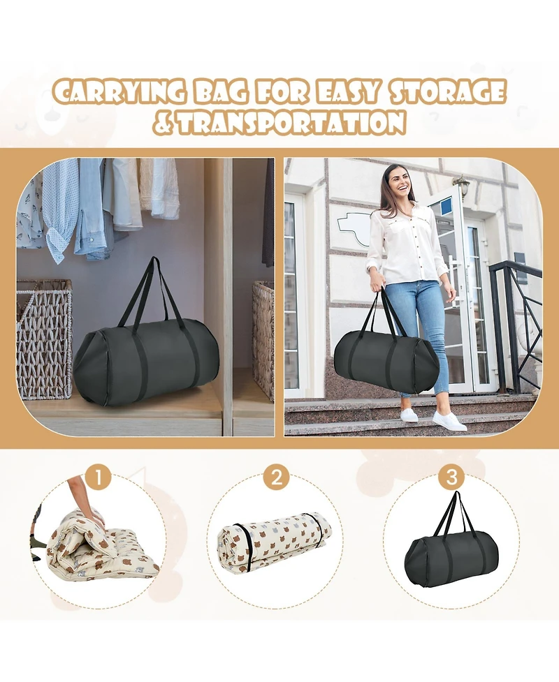 Slickblue Foldable Futon Mattress with Washable Cover and Carry Bag for