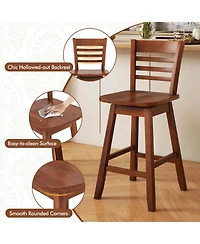 Costway 2 Pcs 24.5" Counter Height Bar Chairs Swivel Bar Stools with Hollow Backrest