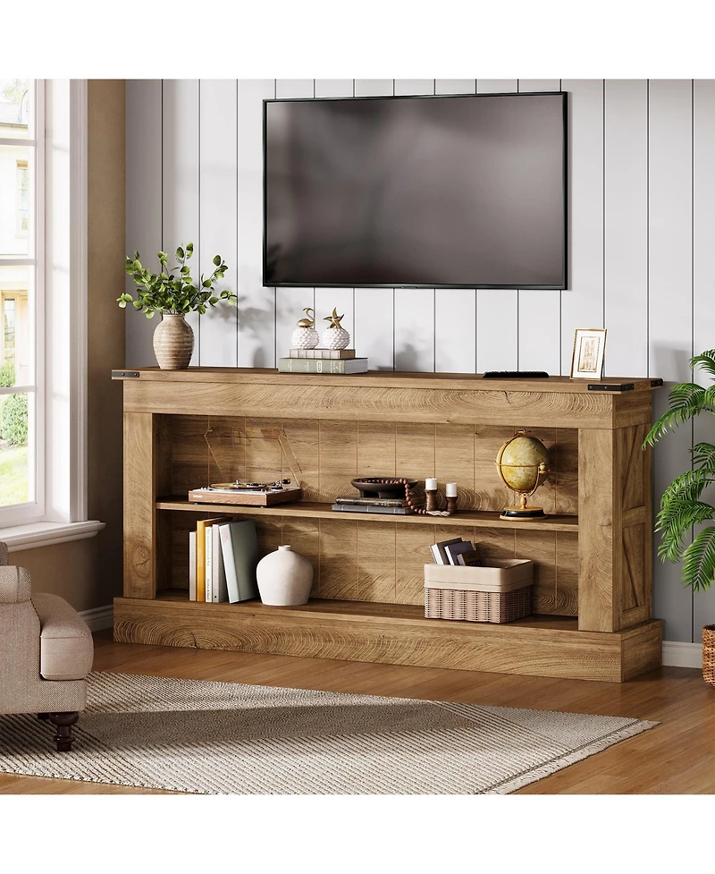 Tribesigns 63-Inch Long Console Table for Entryway, Narrow Farmhouse Sofa with Shelves