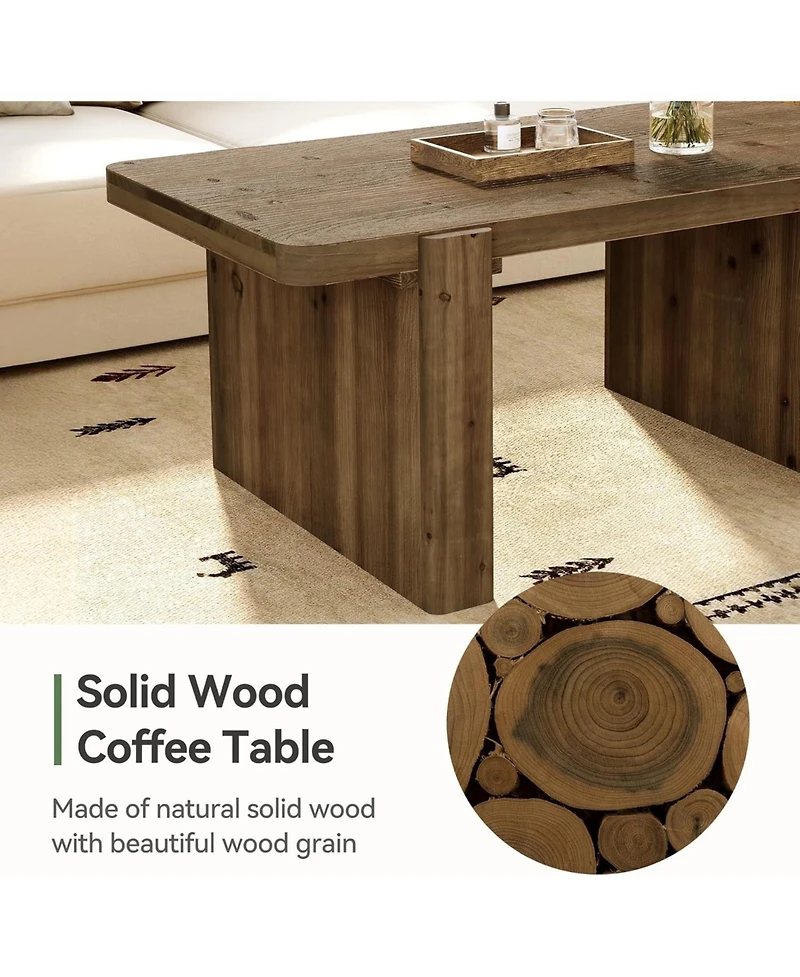 Tribesigns Farmhouse Coffee Table with Heavy-Duty Legs, Solid Wood