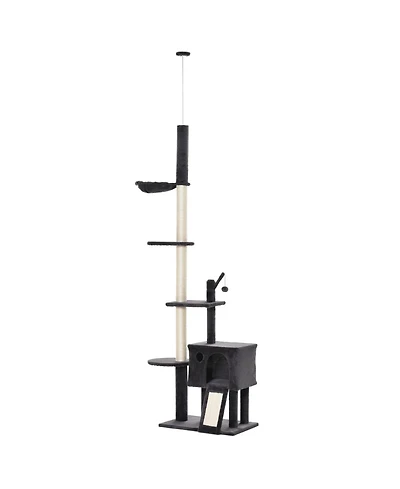 Aostirmotor 106" Huge Cat Tree with Scratching Post in Dark Grey