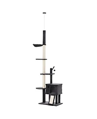 Aostirmotor 106" Huge Cat Tree with Scratching Post in Dark Grey