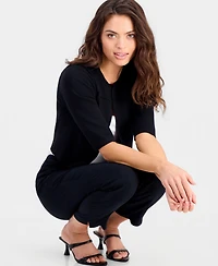 Robbie Bee Petite Open-Front 3/4-Sleeve Jersey Shrug