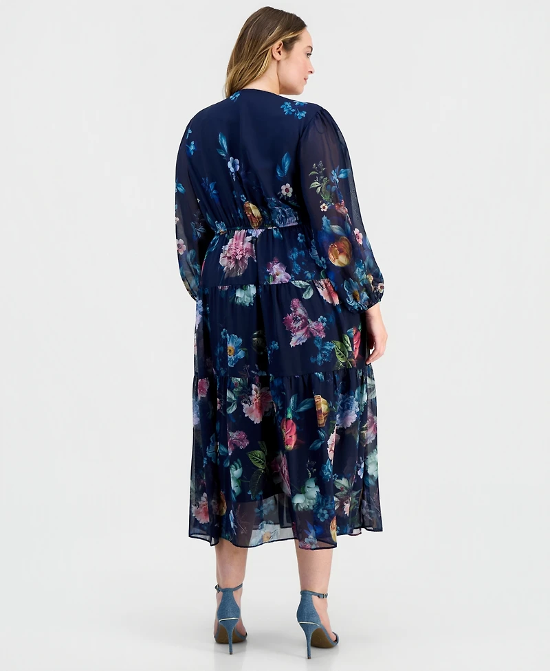 Robbie Bee Plus Tiered Chiffon Dress