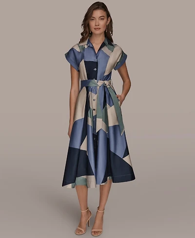 Donna Karan New York Petite Belted Short-Sleeve Shirtdress
