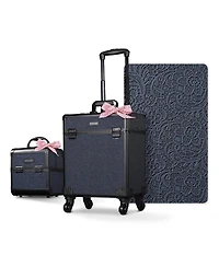 Byootique 2-Piece Makeup Train Case Cosmetic Organizer Kit Rococo Coral Artists