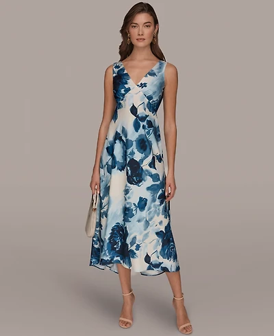 Donna Karan New York Women's V-Neck Midi Dress