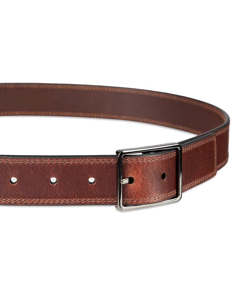 Tommy Hilfiger Men's Casual Center Bar Buckle Leather Belt
