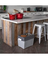 Iris Usa Elevated Dog Bowls, Airtight Pet Food Storage, Dark Gray