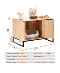 Cozito Wooden Cat Litter Box Enclosure with Metal Legs