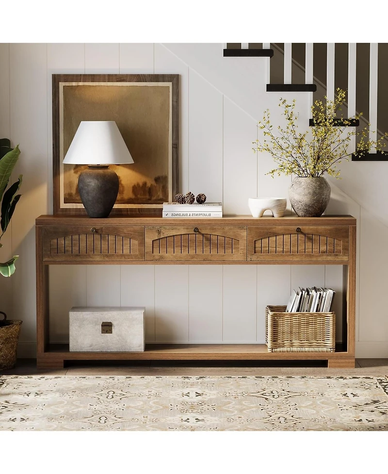 Tribesigns 70.8-Inch Long Console Table with 3 Drawers, Farmhouse Narrow Entryway Table & Sofa Table