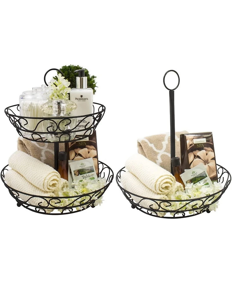 Sorbus 2-Tier Metal Countertop Fruit Basket & Bowl Stand - Stylish Storage for Kitchen & Dining