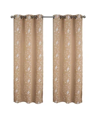 Rt Designer Collection Lilian Embroidered Blackout Luxurious Decorative Grommet Curtain Panel 54" x 84" Taupe