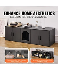 Cozito Double-Compartment Wooden Cat Litter Box Enclosure, Black