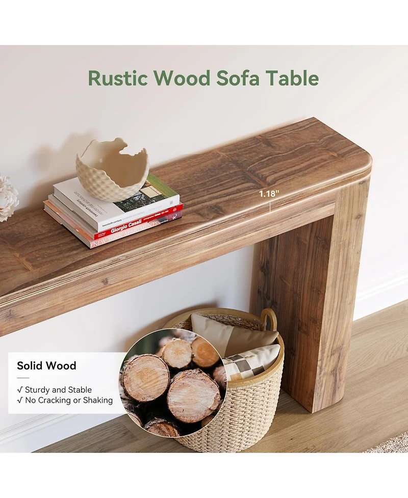 Tribesigns Solid Wood Console Table, 63-Inch Farmhouse Entryway Sofa Table Behind Couch for Living Room Hallway, Foyer
