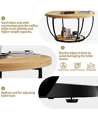 Lovmor Modern 2 Tier Round Coffee Table Space Saving Accent for Living Room