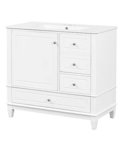 Cesicia 36 in. Freestanding Bathroom Vanity Cabinet with Ceramic Sink