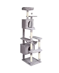 Cozito 72" Multi-Level Cat Tree with 2 Condos, Light Gray