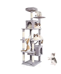Cozito 72" Multi-Level Cat Tree with 2 Condos, Light Gray