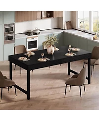 Tribesigns Farmhouse Dining Table for 4-6 People, 55 Inches Industrial Rectangular Kitchen Dinner