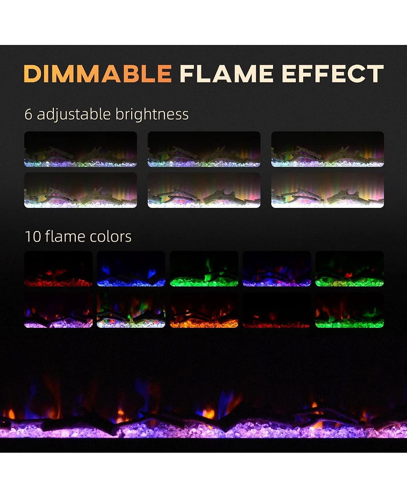 Homcom 36" Recessed or Wall Mounted Electric Fireplace w/ Remote Control