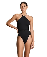 Lauren Ralph Women's Square Hip High Neck One-Piece Swimsuit