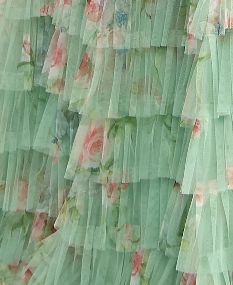 B Darlin Women's Wide Straps Ties V-Neck Gown