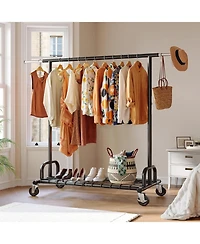 Raybee Heavy Duty Clothes Rack，Rolling Clothing Rack Load 485 Lbs, Extendable & Adjustable Portable Commercial Garment Rack with Wheels