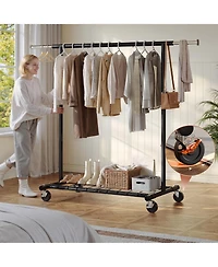 Raybee Clothing Rack for Hanging Clothes, Rolling Clothes Rack Load 250LBS, Metal Clothes Racks
