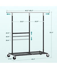 Raybee Clothes Rack Heavy Duty, Clothing Racks for Hanging Clothes 200+, Metal Clothing Rack with Wheels, Rolling Commercial Garment Rack Portable