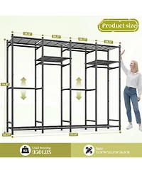 Raybee Portable Closet,Clothes Rack with Hang Rods & 6 Shelves,Clothing Racks for Hanging Clothes,Metal Garment Rack for Bedroom,Large Capacity
