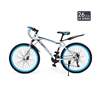 Artudatech 26-Inch 24-Speed Mountain Bike for Adults with Suspension Fork & Dual Disc Brakes, Ready for Adventure