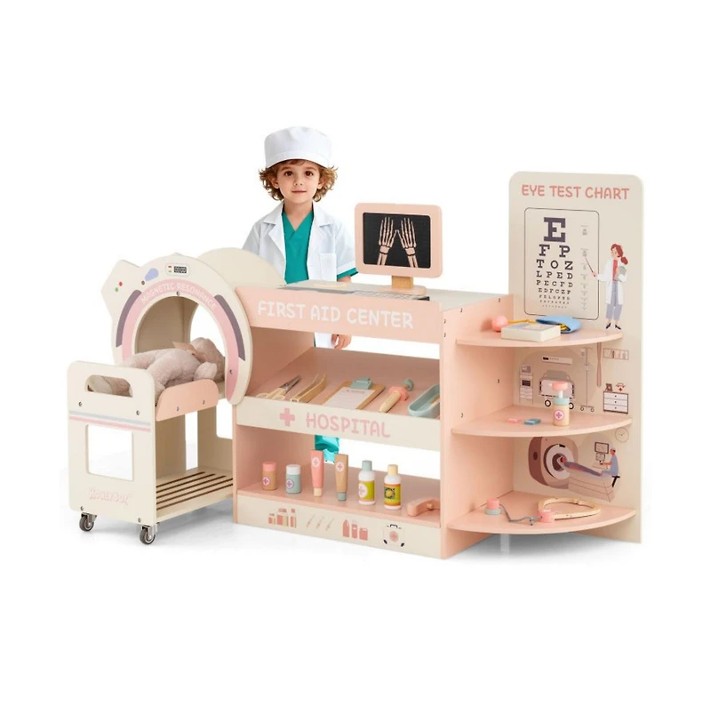 Hongge Kids Doctor Play Set with Wooden Pretend Hospital Kit