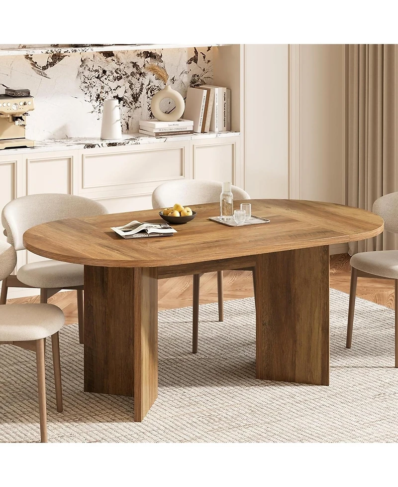 Tribesigns 63" Oval Farmhouse Dining Table for 4-6, Mdf Kitchen Table