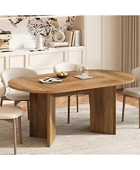 Tribesigns 63" Oval Farmhouse Dining Table for 4-6, Mdf Kitchen Table