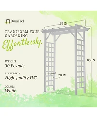 Dura-Trel Inc Dura-Trel Providence Arbor 64" x 85" Pvc Outdoor Garden Arch Trellis, White