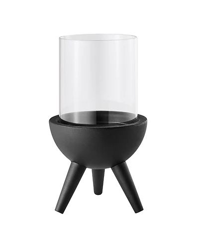 Danya B Molta Black Metal Bold Pedestal and Glass Pillar Votive Candle Holder