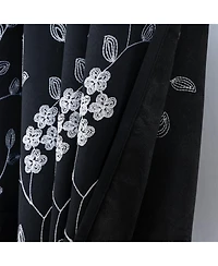 Rt Designer Collection Lilian Embroidered Blackout Luxurious Decorative Grommet Curtain Panel 54" x 84" Black