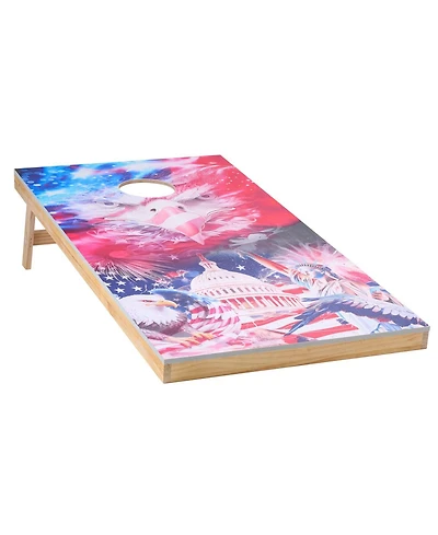 Sugift Cornhole Set 4x2 Ft Solid Wood Boards with Bean Bags and Carry Case