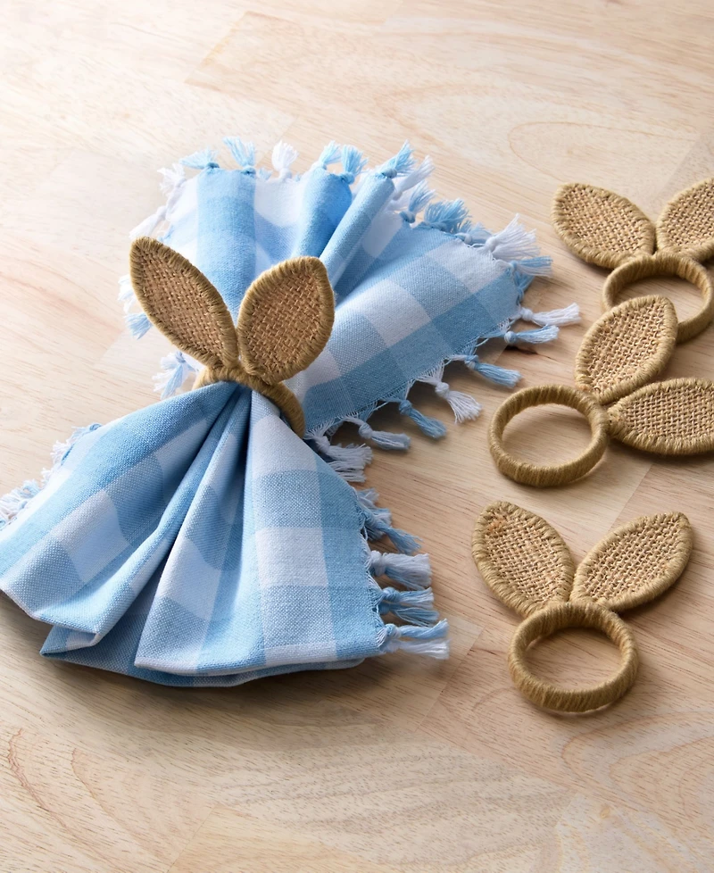Elrene Burlap Bunny Ear Napkin Rings, Set of 4