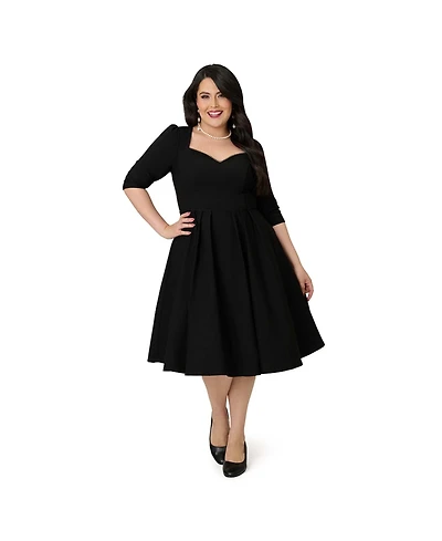 Unique Vintage Plus Size Sweetheart Swing Dress