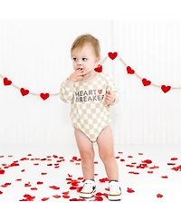 Sweet Wink Baby Boys Heartbreaker Checkered Valentine's Day Long Sleeve Romper